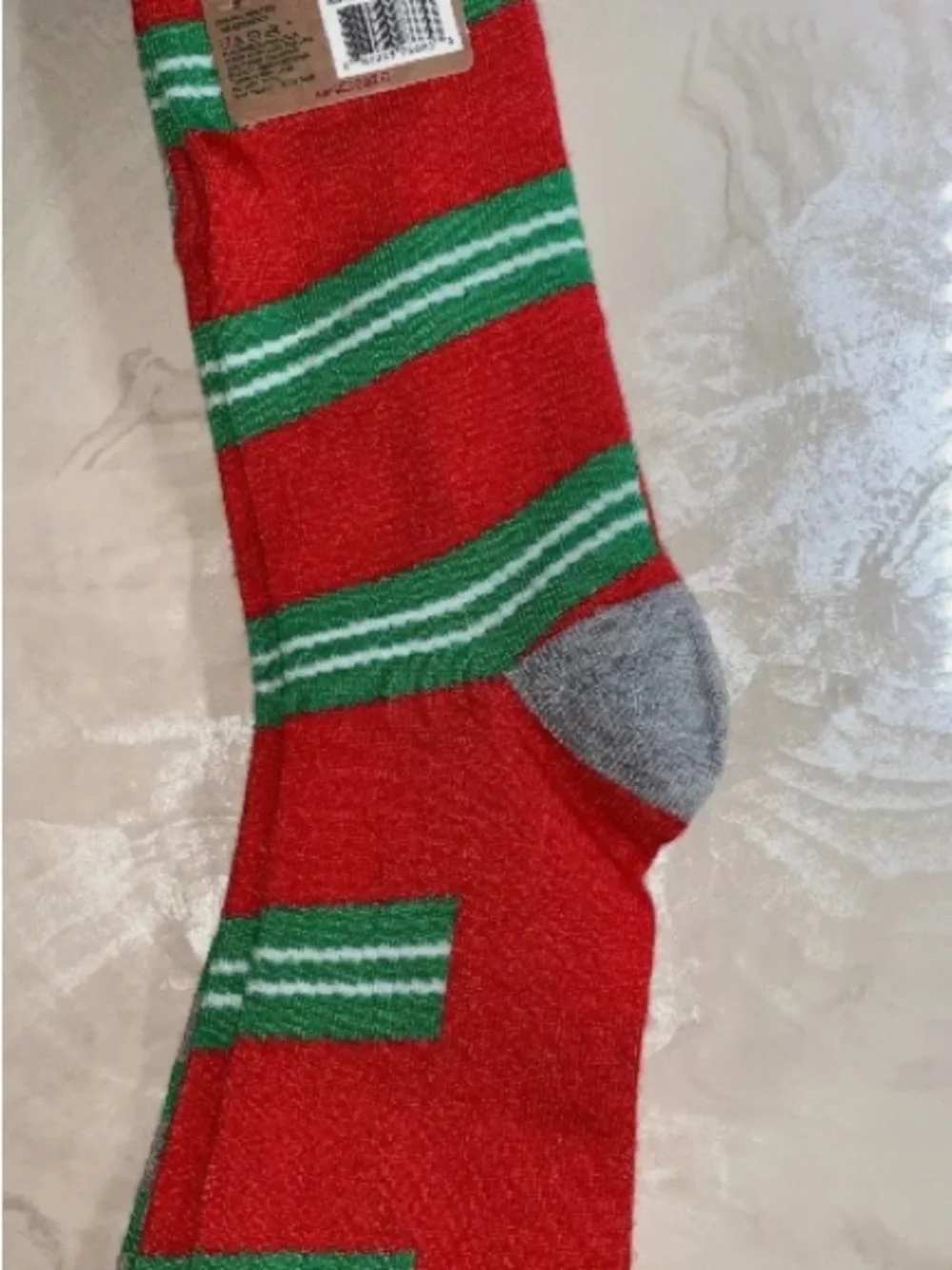 Men's Gray Holiday Novelty Socks with Red & Green Accents